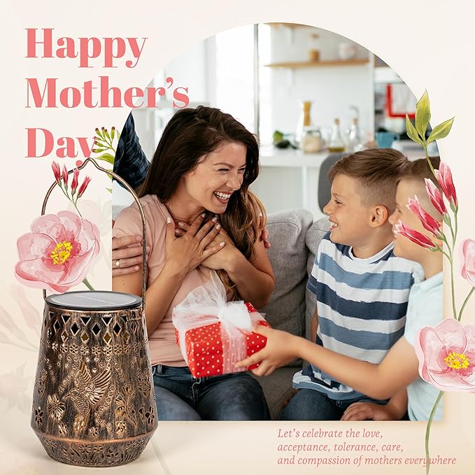 Solar Lanterns Outdoor Decor Waterproof,Hummingbird Hanging Gifts for Women, Mom, Solar Garden Lights Metal Fall Decoration for Outside,Yard, Patio,Garden,Porch,Pool