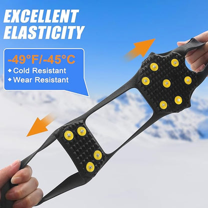 Ice Cleats for Shoes and Boots, Walk Traction Snow Cleats Crampons Anti Slip 11 Studs Ice Shoes Grippers for Women Men Ice Fishing Walking on Snow Ice