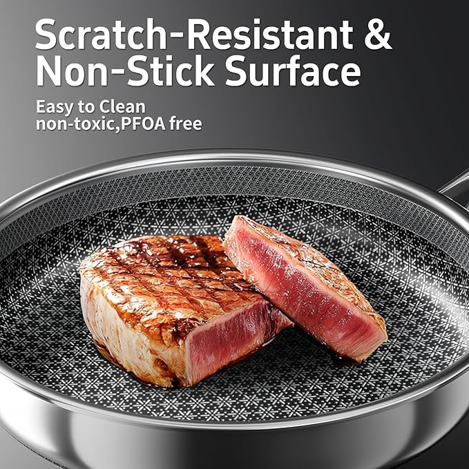 15-Piece 5 Ply Stainless Steel Cookware Set with Lids, Pots and Pans Set Non Stick, Non-Toxic Kitchen Utensils Set for Induction, Oven, Dishwasher Safe, RV Essentials, Kitchen Appliances