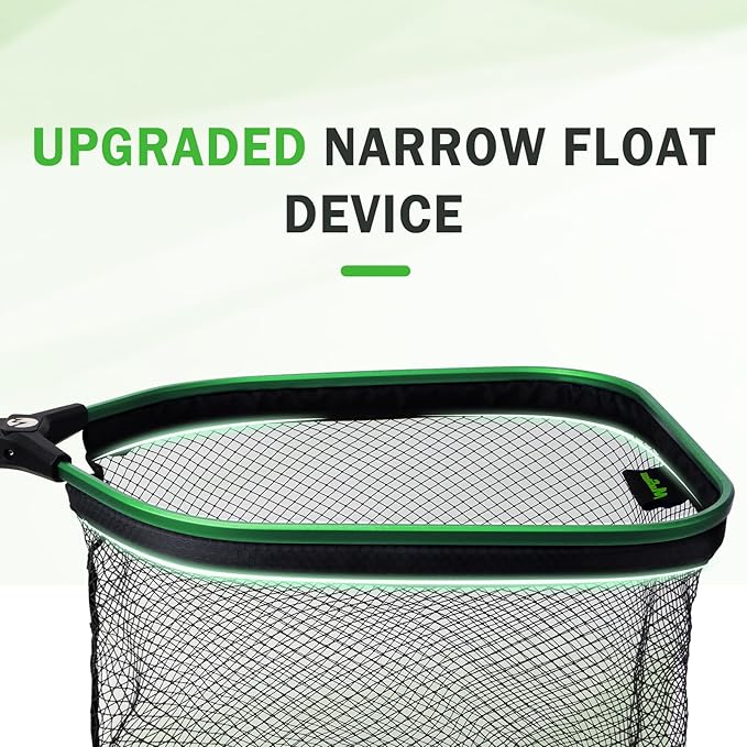 Floating Fishing Net Fish Landing Net, Fishing Nets for Fish, Kayak Fishing Net with Third-gen Upgrade Locking Switch - Lightweight Rubber Coated Fish Net for Easy Catch & Release