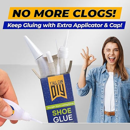 Y’allCanDiy Super Glue for Shoe. Heavy Duty Shoe Adhesive for Shoe Sole Repair and Applicable as Waterproof Boot Shoe Repair Glue. Cyanoacrylate Based CA Glue for Rubber Soles