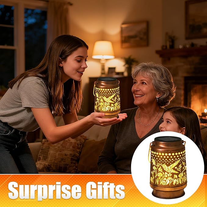 Hummingbird Solar Lantern - Waterproof Hanging Lantern for Outside-Outdoor Decorative Solar Lanterns for Garden, Patio, Backyard, and Porch Perfect Gifts for Women