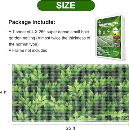 Garden Netting, Jevrench Durable Ultra Fine Garden Netting, Garden Plant Cover Row Cover Makes Plants, Vegetables, Fruits, and Flowers Grow Better (4ft x 25ft)