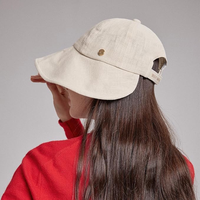 WHITE SANDS MOJA Linen Victorian Bonnet Hat Sun Cap, Foldable Summer Visor | New Katy