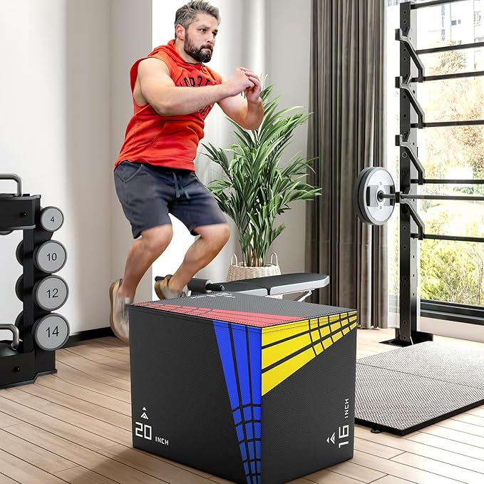 XDDIAS 65/35/22LB Heavier Foam Plyometric Box Jumps for Home Gym,Firm Soft Plyo Box,30”x24”x20”-24”x20”x16”-20"x16"x14" Foam Plyometric Box,440lb Weight Capacity Jump Box Gym for Workout Training