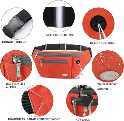 Entchin Fanny Pack for Women Men,Crossbody Belt Bag with 4-Zipper Pockets,Adjustable Waist Bag Pack,One of the Most Popular Travel Essential Gifts for Walking,Traveling,Cycling