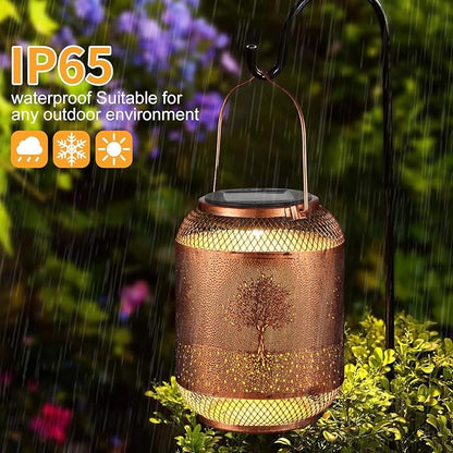 Tree Solar Lanterns Outdoor Hanging Christmas Lantern as Birthdays Gifts for Women Mom Grandma Metal Waterproof Garden Decorative Tree Solar Lights for Yard, Patio, Lawn, Porch, Backyard