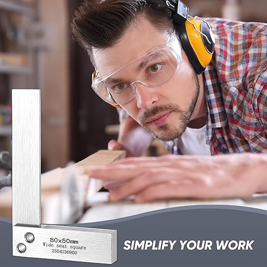 Frienda Machinist Square Set, 2", 3", 4" and 5" Squares Machinist Engineer Steel Benchmark Measure Tools High Precision 90 Degree Wide Base Tool L-Type Testing Measuring Tool