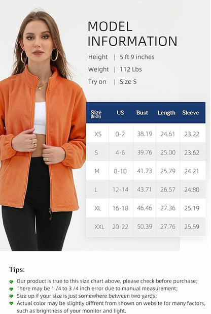 Argstar Women's Fleece Jacket with 6 Pockets (XS-2XL)