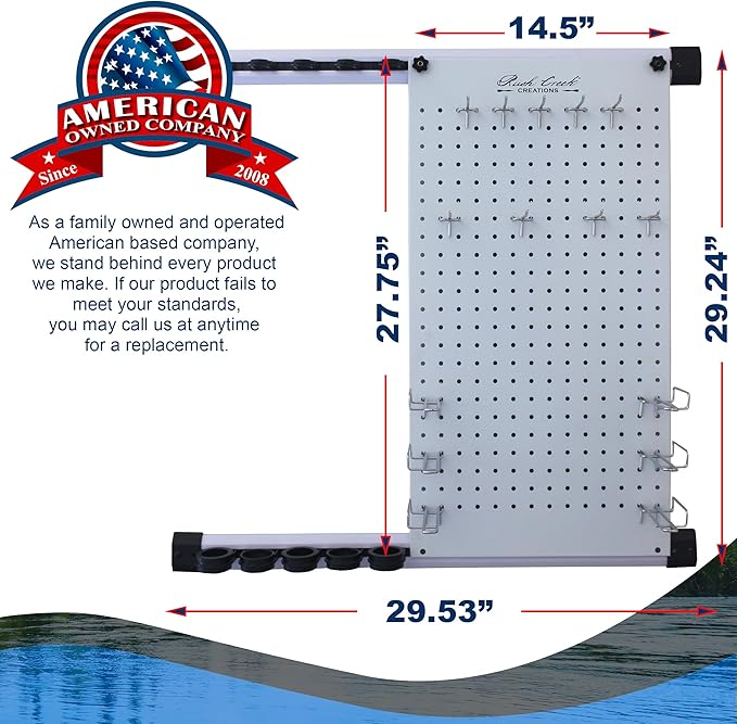 Rush Creek Creations - Fishing Rod Holder for Garage, Fishing Pole Rack Wall Mount & Tackle Storage, No Limit Vertical Fishing Rod Rack Holder, Modular Wall Unit, Fishing Pole Rods Rack