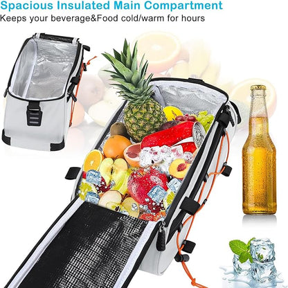 MOSISO Bike Rack Bag with 2 Removable Panniers, Waterproof Bike Trunk Cooler Storage Handbag Insulated Bicycle Rear Seat Pouch, Bicycle Storage Saddle Shoulder Bag Cycling Luggage Pouch, Silver