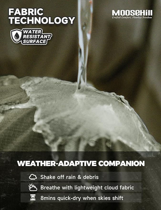 Moosehill Men's-Hiking-Pants Convertible Quick-Dry Water-Resistant Lightweight Zip-Off Outdoor with 5 Deep Pockets