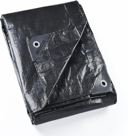 GUARD SHIELD Black Tarp 12x16 Feet Waterproof Tarps Lightweight Camping Tarp Outdoor Multi Purpose Poly Cover 6mil