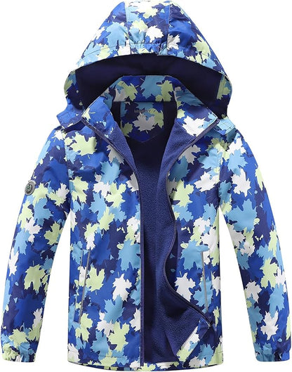 MGEOY Boys Girls Rain Jackets Lightweight Waterproof Hooded Raincoats Windbreakers for Kids 4-14Y