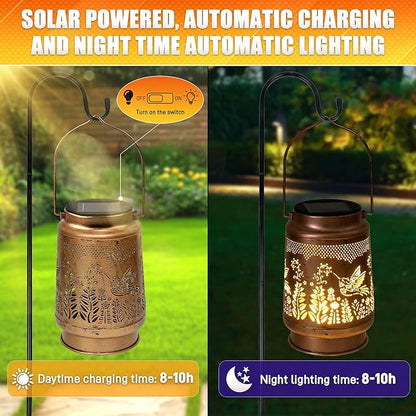 Hummingbird Solar Lantern - Hummingbird Solar Lights for Outside, Patio, Backyard, and Porch - Waterproof Hanging Lantern for Outside - Perfect Gifts for Women
