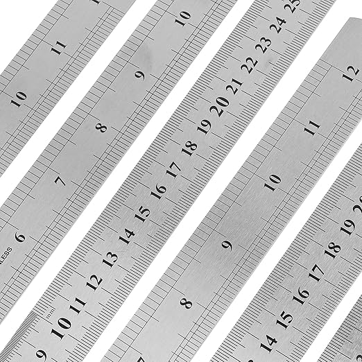 30 Pack 12 Inches Stainless Steel Rulers, Straight Edge Ruler, Precision Metal Ruler Laser Engraved Imperial/Metric Scales & Individual Sleeves for Office, Woodworking, Engineering