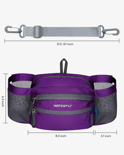 WATERFLY Fanny Pack Waist Bag: Waist Pack for Women Men with Two Water Bottle Holder Hiking Fanny Pack for Running Walking DogWalking Travel Cycling