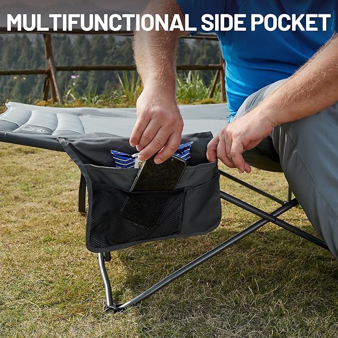Timber Ridge Extra Wide Heavy Duty Camping Cot for Adult, Easy Set Up Oversized Sleeping Cot with Carry Bag for Camping, Travel and Outdoors, Support up to 450lbs