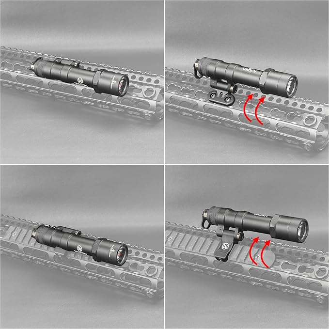 NOBUHIRO M600B 600 Lumens Tactical Flashlight, with Replaceable Mounting Rotating Base for 20mm Picatinny & Mlok/Keymod Rail, Include with Remote Pressure & Push Button Switch (M600B)