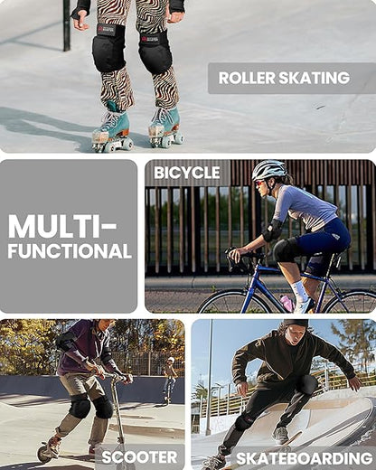 OutdoorMaster Skate Protective Gear Set for Adult & Youth, Skateboard Helmet Knee and Elbow Pads with Wrist Guards for Scooter, Inline Roller Skating, Skateboarding