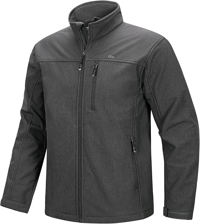 33,000ft Men's Waterproof Softshell Jacket Warm Fleece Lined Windbreaker Lightweight Soft Shell for Travel Hiking Golf