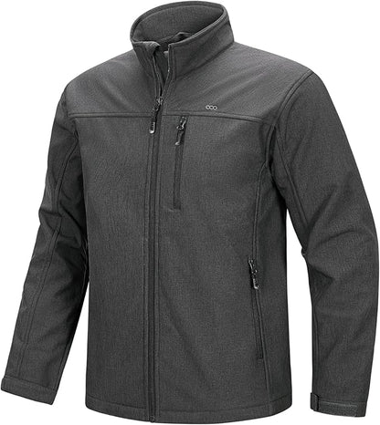 33,000ft Men's Waterproof Softshell Jacket Warm Fleece Lined Windbreaker Lightweight Soft Shell for Travel Hiking Golf