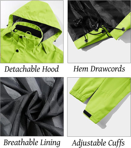 MAGCOMSEN Men's Lightweight Windbreaker Rain Jacket Raincoat with Detachable Hood for Hiking Fishing Activewear