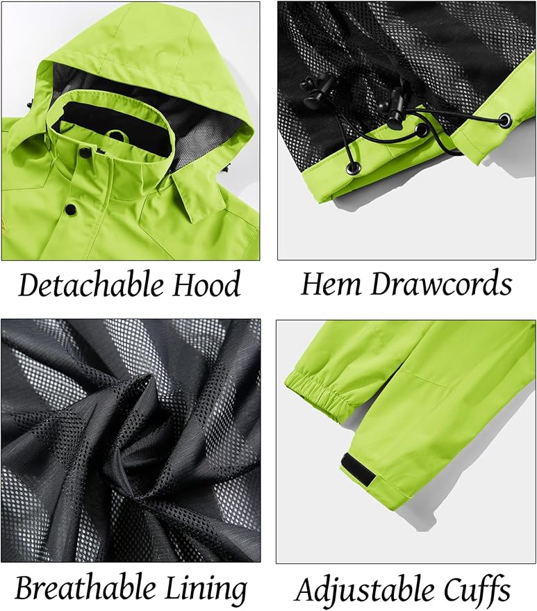 MAGCOMSEN Men's Lightweight Windbreaker Rain Jacket Raincoat with Detachable Hood for Hiking Fishing Activewear