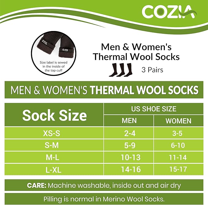 Merino Wool Socks Casual Warm Socks for Winter Cozy Boot Socks for Men & Women