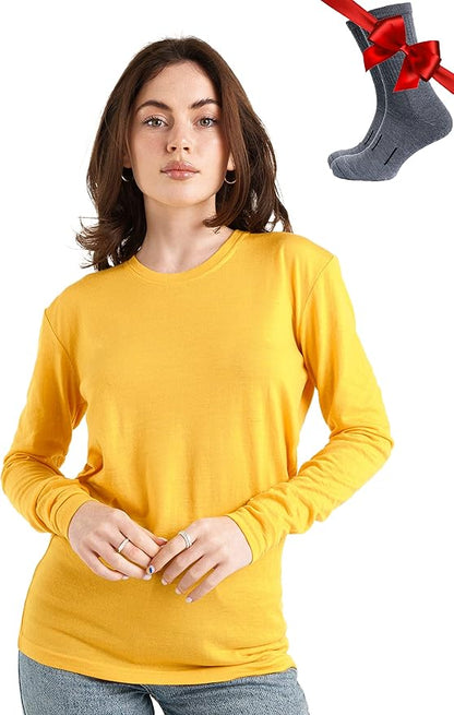 Merino.tech Merino Wool Base Layer Women - 100% Merino Wool Heavyweight, Midweight, Lite Long Sleeve Thermal Shirt and Socks