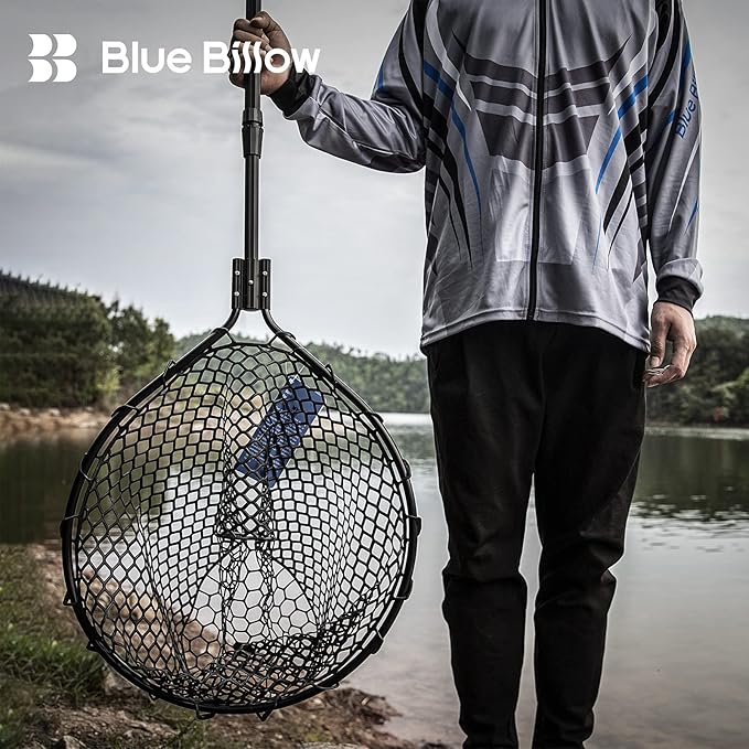 Rubber Fishing Net Large Folding Landing Collapsible Aluminum Pole Handle with Deep Net for Fishing,Big Fishing Net for Freshwater and Saltwater,Fly Fsihing Net Extend to 67 inches