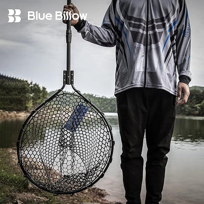 Rubber Fishing Net Large Folding Landing Collapsible Aluminum Pole Handle with Deep Net for Fishing,Big Fishing Net for Freshwater and Saltwater,Fly Fsihing Net Extend to 67 inches