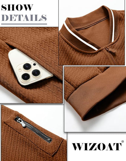 Mens Casual Jacket Loose Fit Lightweight Jacket Varsity Bomber Jacket with Zipper