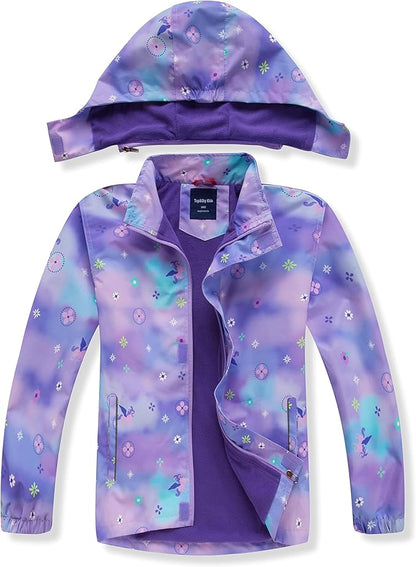 MGEOY Boys Girls Rain Jackets Lightweight Waterproof Hooded Raincoats Windbreakers for Kids 4-14Y