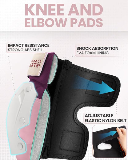 OutdoorMaster Knee Pads for Skating Knee and Elbow Pads for Adult &Youth - Skateboard Protective Gear with Wrist Guards 3 in 1 Saver Series for Skate
