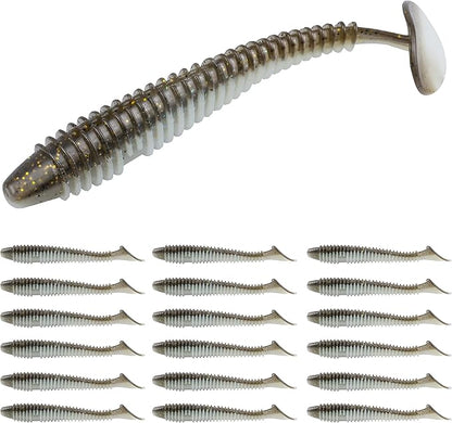 RUNCL Swimbaits Paddle 10/20/30/40PCS, 5/4/3/2 Inchs Paddle Tail, Soft Lure for Trout Crappie Bass, Durable Plastic Bait Swimmer for Saltwater/Freshwater, Fishing Lover's Gift