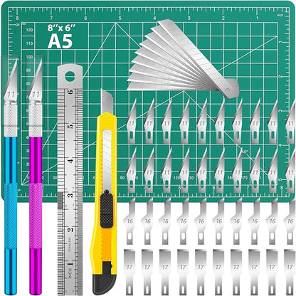 DIYSELF Exacto Knife Set, 2 Pcs Craft Knife with 40 Pcs Hobby Knife Replacement Blades, Hobby Knives Kit for Scrapbooking, Stencil, Fondant, Paper, Sharp Precision Knives for Art Carving