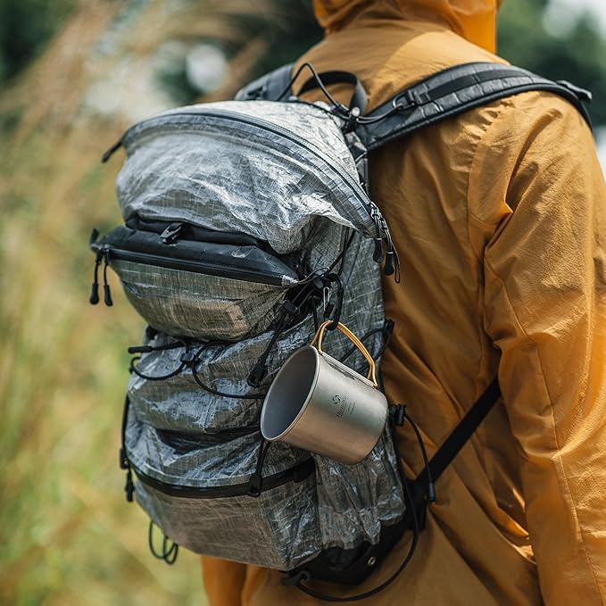 Thous Winds Titanium Mug, 350ml Camping Cup with Lid, Outdoor Titanium Lightweight Coffee Mug for Hiking Backpacking Camping