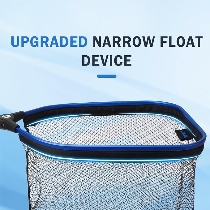 Floating Fishing Net Fish Landing Net, Fishing Nets for Fish, Kayak Fishing Net with Third-gen Upgrade Locking Switch - Lightweight Rubber Coated Fish Net for Easy Catch & Release