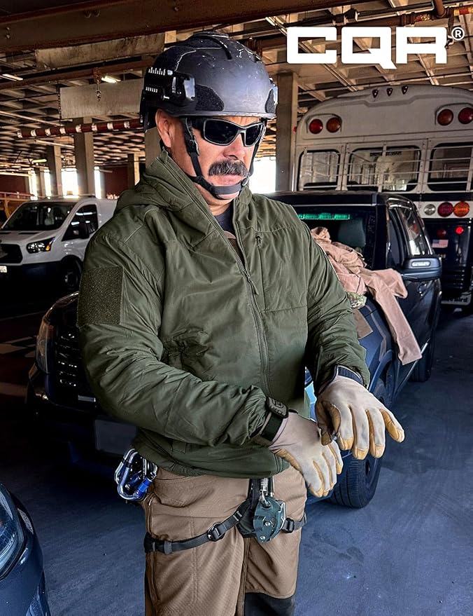 CQR Men's Lightweight Insulated Jacket, Windproof Packable Water Resistant Warm Active Coat for Hiking Work Outdoor Tactical