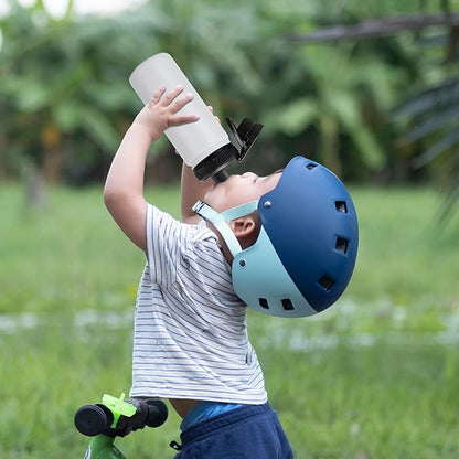 DOMICARE 16 oz Kids Water Bottle for School Stainless Steel Double Wall Vacuum Insulated Water Bottle with Straw lids & Spout Lid, Leakproof BPA Free (White,1)