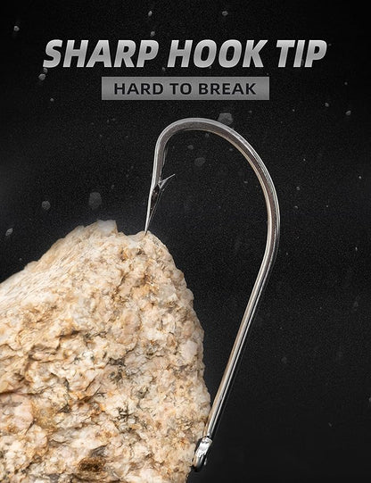 BLUEWING Stainless Steel SS O' Shaughnessy Hooks 5pcs/10pcs Heavy Duty Long Shank for Saltwater & Freshwater