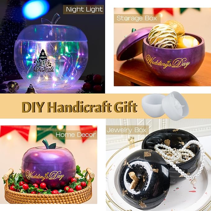 Apple Jar Resin Molds Extra Large, 5inch Jars Silicone Molds with Lid for Epoxy Resin Casting for DIY Jewelry Storage Box, Candy Container, Candle Vessel, Home Decoration