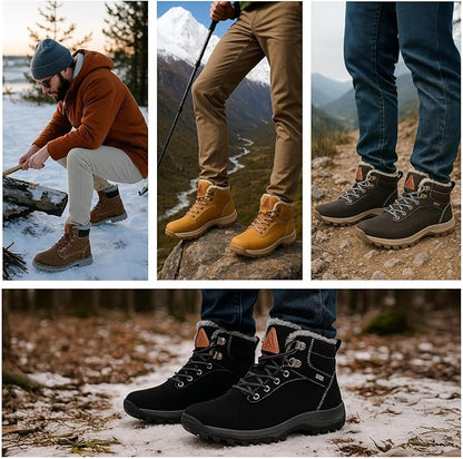 Mishansha Men's Waterproof Snow Boots, Insulated Warm Lined Winter Boot for Cold Weather, Non-Slip Outdoor Trekking Hiking Shoes Size 4-13.5