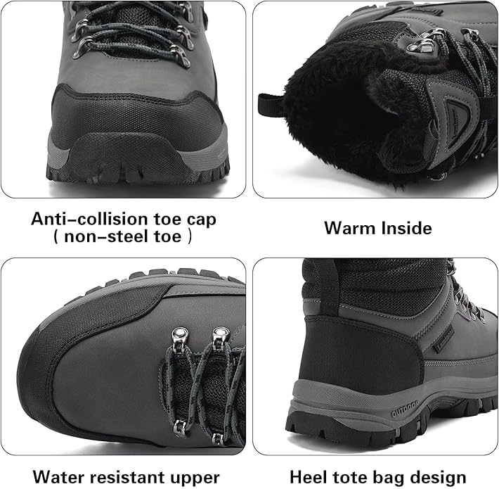 Lamincoa Mens Snow Boots Water Resistant Hiking Boots for Men Non-slip Winter Outdoor Warm Comfort Camping Backpacking Shoe