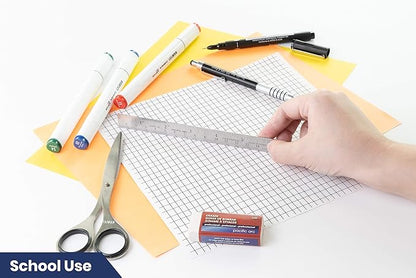 Pacific Arc 6 Inch Stainless Steel Ruler with Inch/Metric Conversion Table