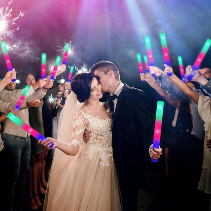 100PCS LED Foam Sticks, Foam Light Up Sticks with 3 Modes Colorful Flashing, Glow in Dark Party Supplies, Glow Stick Bulk Party Pack for Wedding, Raves, Concert, Camping, Sporting Events, Pool