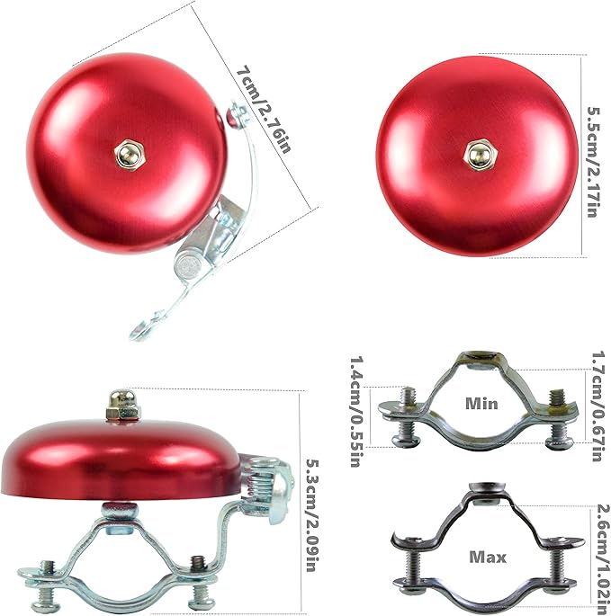 Classic Bell, Loud Crisp Clear Sound Bicycle Accessories for Adults Youths, Stylish Horn for Road and Mountain Bikes