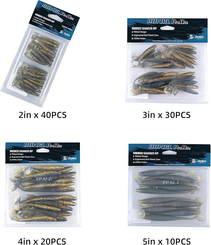RUNCL Swimbaits Paddle 10/20/30/40PCS, 5/4/3/2 Inchs Paddle Tail, Soft Lure for Trout Crappie Bass, Durable Plastic Bait Swimmer for Saltwater/Freshwater, Fishing Lover's Gift