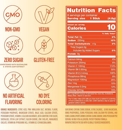 TREVI™ Sugar Free Electrolytes - Drink Mix Hydration Powder Packets - 8 Count - Orange